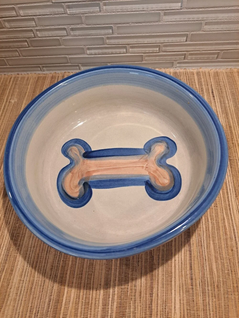 M A Hadley Country Scene My Dog Our Dog Bowl w/ Bone in Center